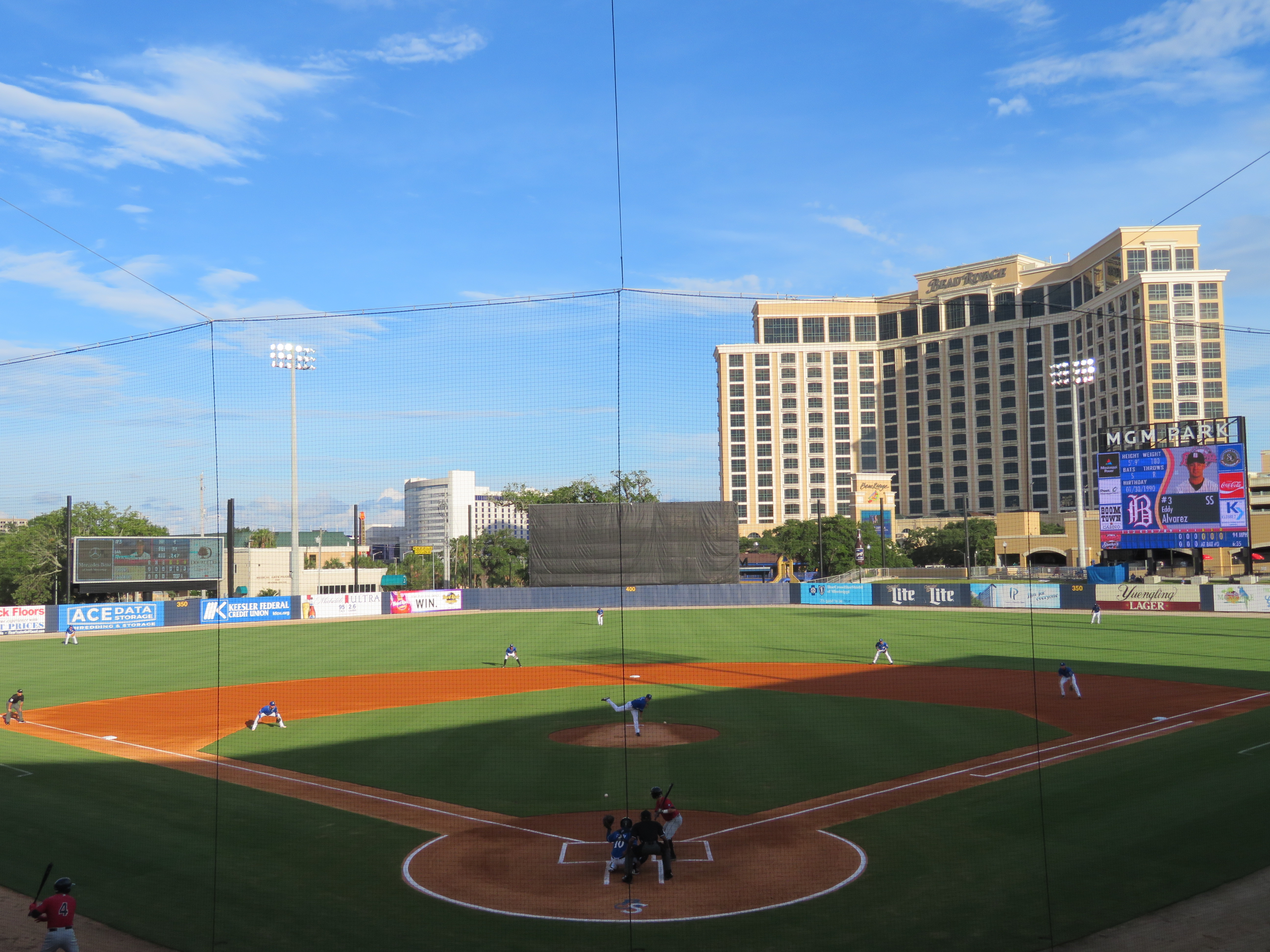 April 13, 2023: Biloxi Shuckers outfielder Jackson Chourio (11) on deck  during the first game of an MiLB double header between the Biloxi Shuckers  and Pensacola Blue Wahoos at MGM Park in